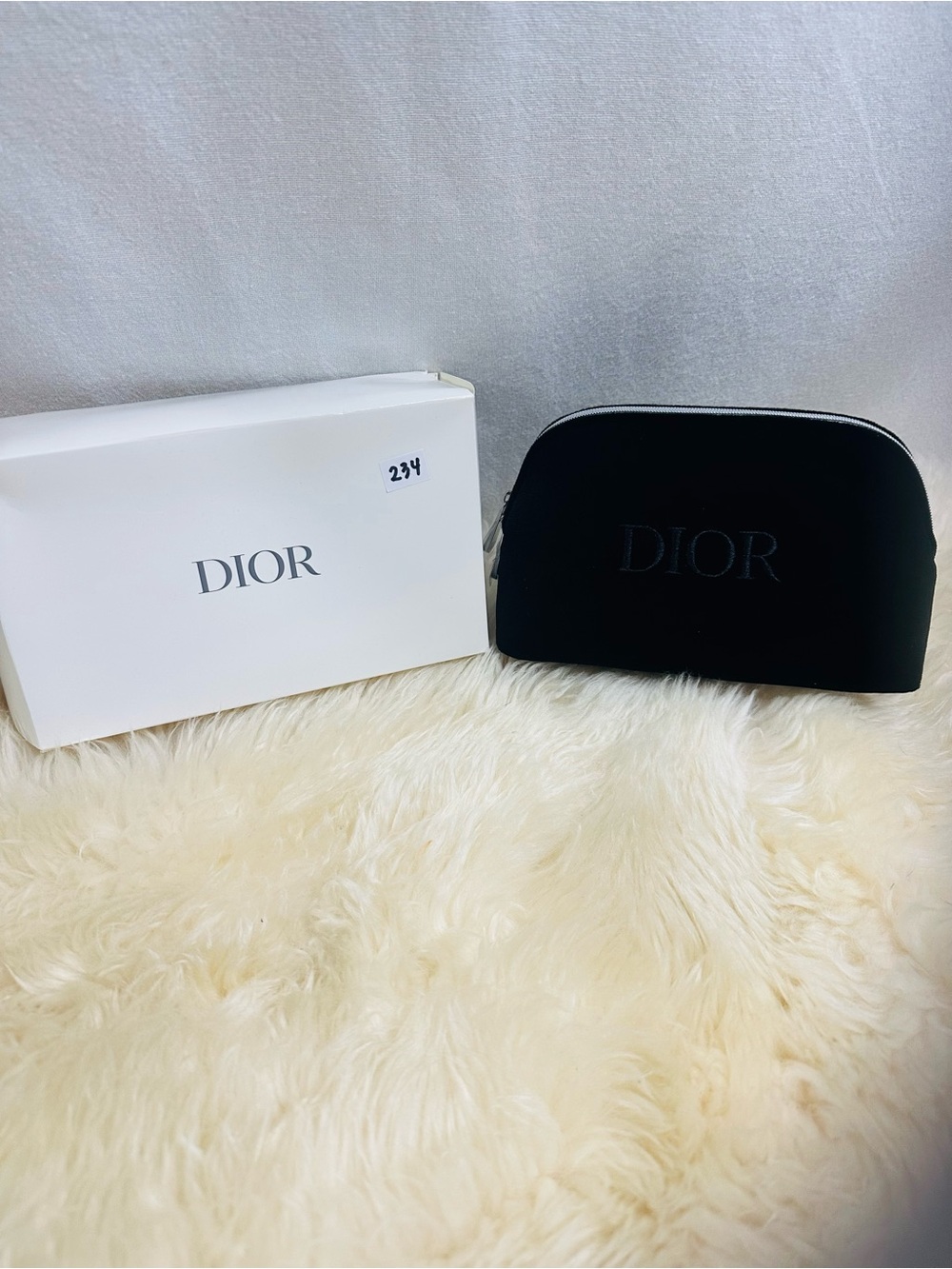 💕Dior Black Velvet Card & Key Pouch with Subtle Logo